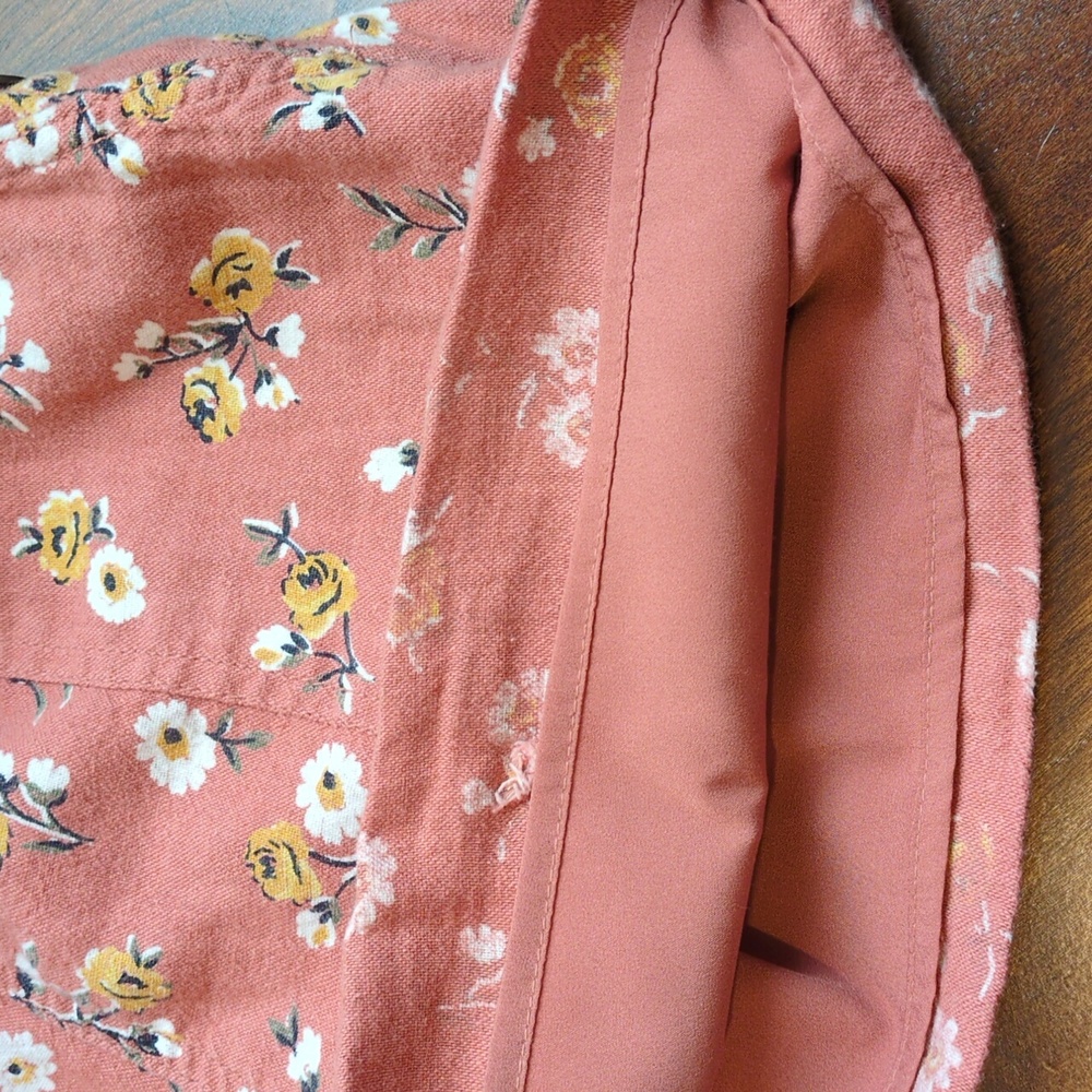 Hollister Cotton Blend Floral Overalls in Rosy Brown Size S - Picture 8 of 10